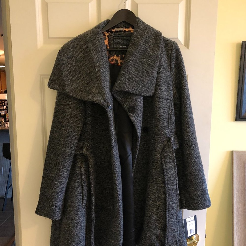 BNWT Steve Madden Gray High & Low Wrap Coat Large